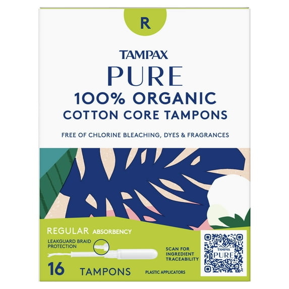 Tampax Pure Tampons Regular Absorbency, Unscented, 48 Count