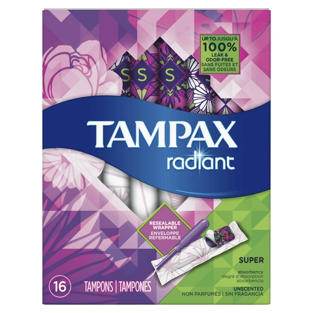 Tampax Radiant Plastic Tampons, Super, 16 Count
