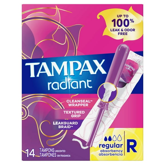 Tampax Radiant Regular Unscented 14 each