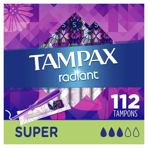 Tampax Radiant Super Absorbency Tampons, Unscented, 112 Ct