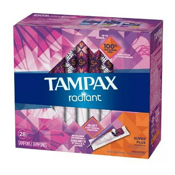 Tampax Radiant Super Plus Absorbency Tampons, 28 Ea, 2 Pack