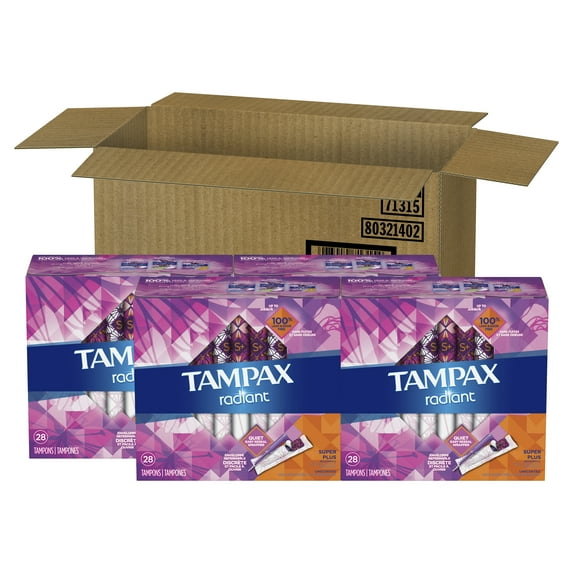 Tampax Radiant Super Plus Absorbency Tampons, Unscented, 112 Ct