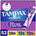 thumbnail image 1 of Tampax Radiant Tampons Multipack with LeakGuard Braid, Regular/Super/Super Plus Absorbency, Unscented, 52 Count, 1 of 13