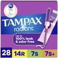 thumbnail image 1 of Tampax Radiant Tampons Trio Pack with Regular/Super/Super Plus Absorbency, 28 Count, Unscented, 1 of 14