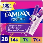 Tampax Radiant Tampons TriplePack, Reg/Sup/Sup Plus, Unscented, 28 ct