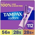 thumbnail image 1 of Tampax Radiant Tampons Multipack, with LeakGuard Braid, Regular/Super/Super Plus Absorbency, Unscented, 112 Count, 1 of 11