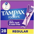 thumbnail image 1 of Tampax Radiant Tampons with LeakGuard Braid, Regular Absorbency, Unscented, 28 Count, 1 of 13
