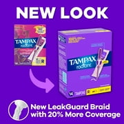 Tampax Radiant Tampons with LeakGuard Braid, Super Absorbency, 14 Count