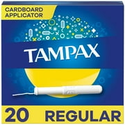Tampax Tampons with Cardboard Applicator, Regular, Unscented, 20 Count