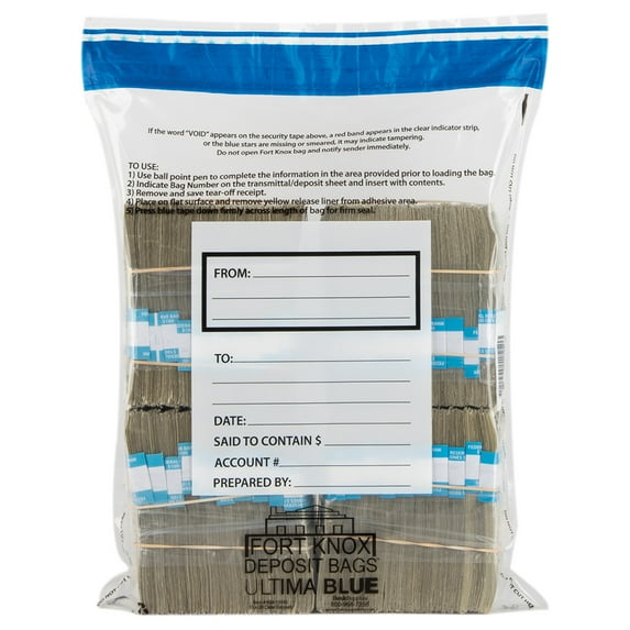 Tamper Evident Dual Pocket White Transaction Bags - 9 x 17 - Box of 100 Bags