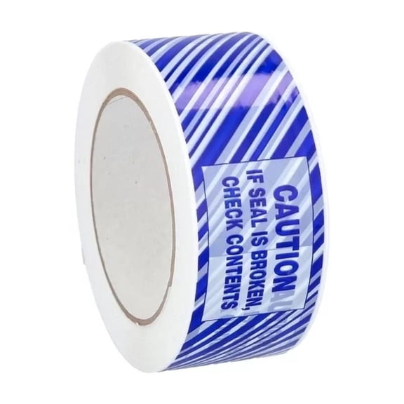 PSBM White Tamper-Proof Security Tape, 2.83 Inch x 110 Yards, 24 Rolls, 1.9 Mil, White/Blue Stripes for Packaging, Sealing