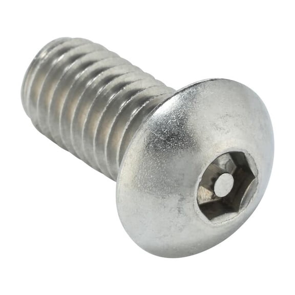 3/8"-16 x 3/4 in Hex Button Tamper Resistant Screw, Plain Finish, 18-8 Stainless Steel, 5 PK