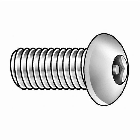 #8-32 x 1 in Hex Button Tamper Resistant Screw, Plain Finish, 18-8 Stainless Steel, 25 PK