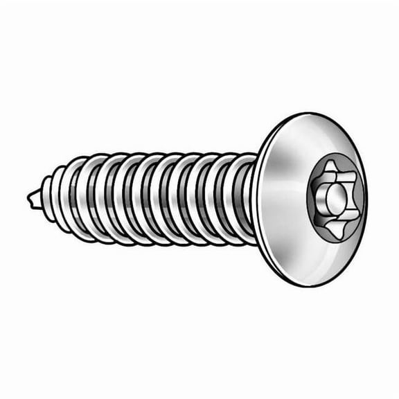 Tamper Resistant Screw, 1/2 in, Black Oxide Finish, Steel, Button Head Torx Drive, 25 PK