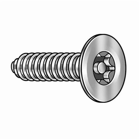Tamper Resistant Screw, 1/2 in, Plain Finish, 18-8 Stainless Steel, Flat Head Torx Drive, 25 PK