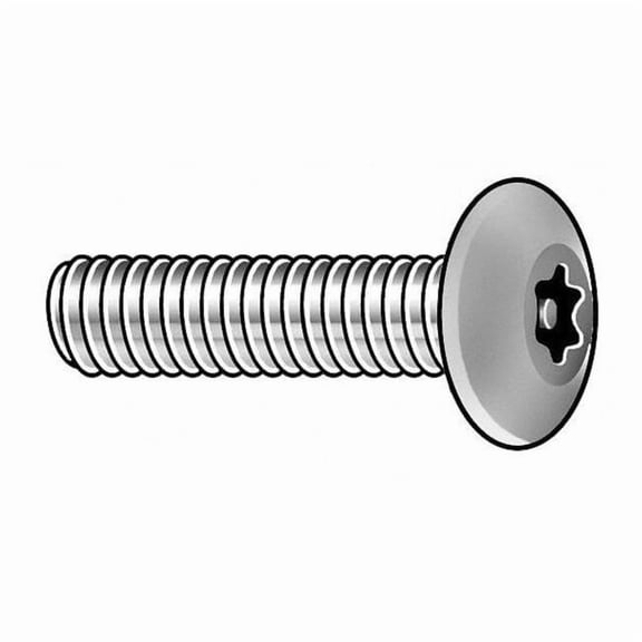 #6-32 x 3/4 in Torx Button Tamper Resistant Screw, Plain Finish, 18-8 Stainless Steel, 25 PK