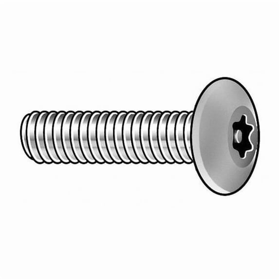 #8-32 x 1 in Torx Button Tamper Resistant Screw, Plain Finish, 18-8 Stainless Steel, 25 PK