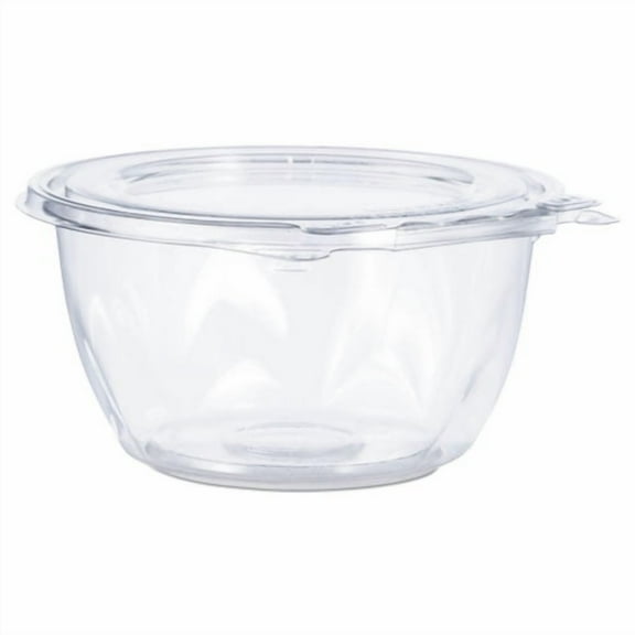 Tamper-Resistant, Tamper-Evident Bowls with Flat Lid, 16 oz, 5.5" Diameter x 2.7" h, Clear, Plastic, | Bundle of 2