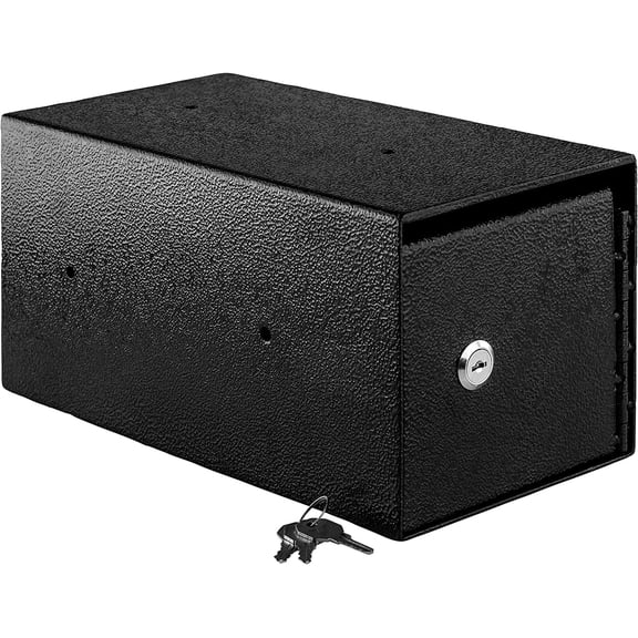 Tamper-proof slot installed cash drop box. Very suitable as a key storage or deposit safe for hotels, apartments, or retail. High-security thick steel plate and key lock! Pre-drilled for easy wall mo