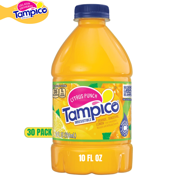 Tampico Citrus Punch Juice Drink, Orange, Tangerine & Lemon Flavors, 10 fl oz Bottles, 30 Pack