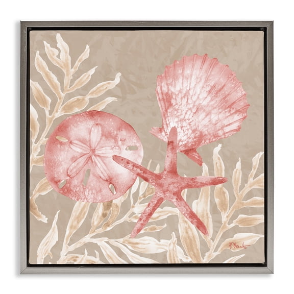 Stupell Industries Tampico Shells & Sand Dollar Gray Framed Floater Canvas Wall Art, design by Paul Brent, 25 x 25