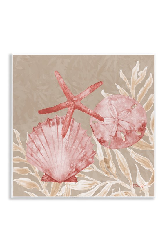 Industries Tampico Shells & Starfish Wall Plaque Art, design by Paul Brent, 12 x 12