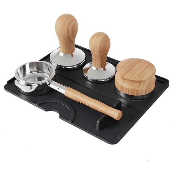 Espresso Tamping Mat, Tamper Mat for Protect Counter, Silicone Tamper Mat, Food Grade, Non-Slip & Heat Resistant (Black)