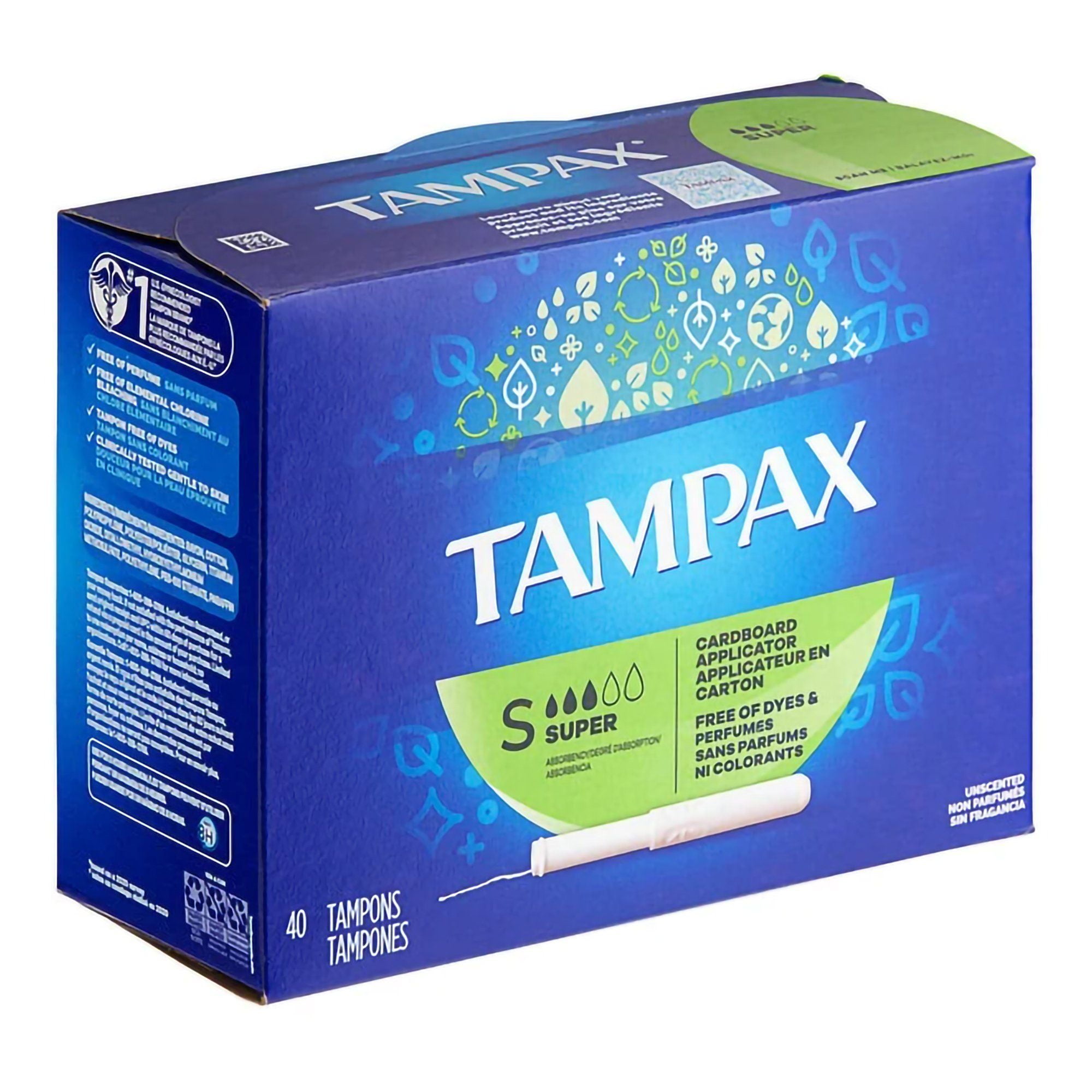Tampon Tampax Super Absorbency Cardboard Applicator Individually Wrapped (CS/480)
