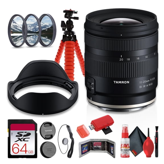 Tamron 11-20mm F2.8 Di III-A RXD for Canon RF APS-C | Ultra Wide-Angle Zoom, Constant F2.8, XLD/LD/GM Optics, BBAR-G2, RXD AF, Weather-Sealed | Filter Kit + 64GB Card + Flexible Tripod