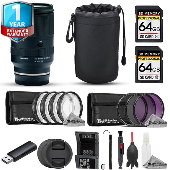 Tamron 28-200mm f/2.8-5.6 Di III RXD Lens - 15pc 64GB AdvancedBundle+1YrWarranty