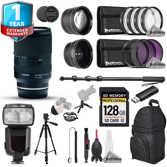 Tamron 28-200mm f/2.8-5.6 Di III RXD Lens - 22pc 128GB Ultimate Kit+1Yr Warranty