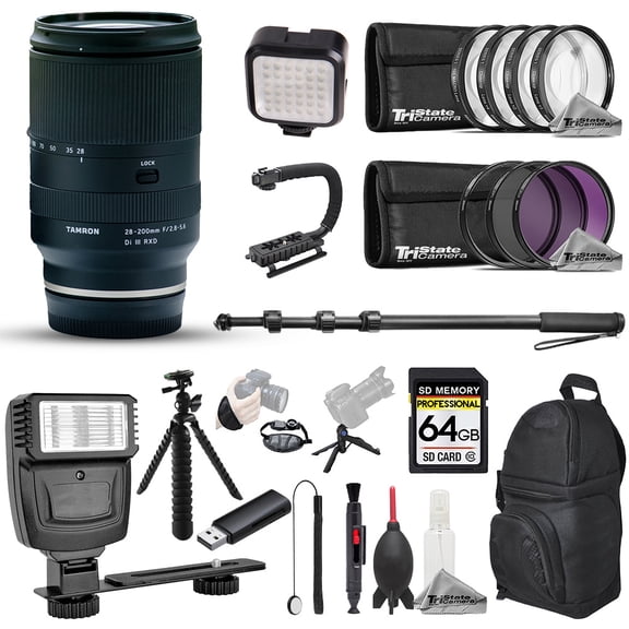 Tamron 28-200mm f/2.8-5.6 Di III RXD Lens - 22pc 64GB Utility Kit (International Version)