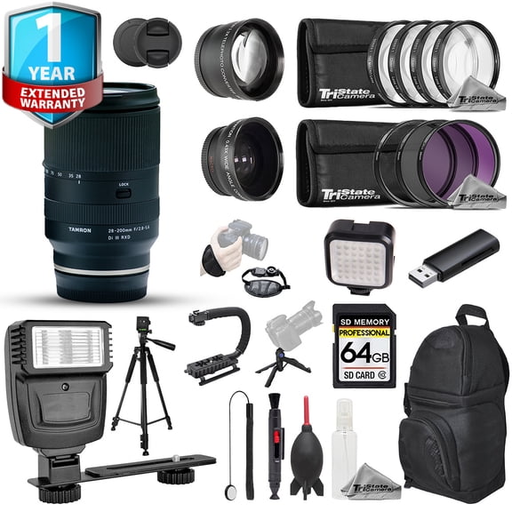 Tamron 28-200mm f/2.8-5.6 Di III RXD Lens - 23pc 64GB Ultra Bundle +1Yr Warranty