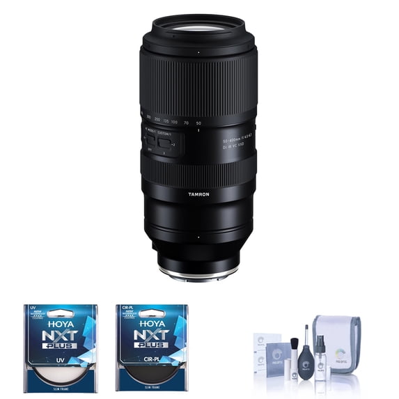 Tamron 50-400mm f/4.5-6.3 Di III VC VXD Lens for Sony E Bundle with Hoya NXT Plus 67mm Multi-Coated Circular Polarizer Lens and UV Filters, Cleaning Kit