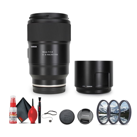 Tamron 90mm f/2.8 Di III VXD Macro Lens For (Sony E) (AFF072S700) + Lens Filter Kit + Cleaning Kit + Lens Cap