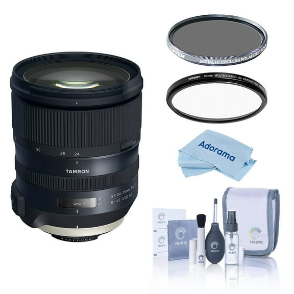 Tamron SP 24-70mm f/2.8 Di VC USD G2 Lens for Nikon F, Bundle with Tiffen 82mm UV and CPL Filters