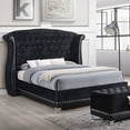 thumbnail image 1 of Queen Size Upholstered Platform Bed Frame with Black Finish and No Box Spring Needed for Bedroom, 1 of 5