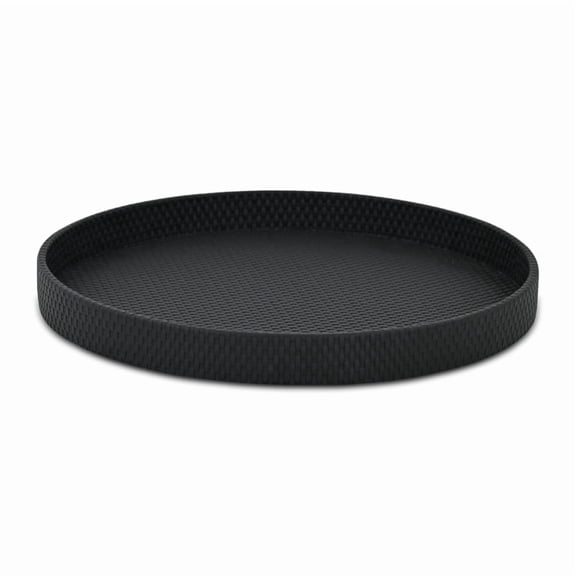 Tamsin Weave Pattern Round Serving Tray - Black