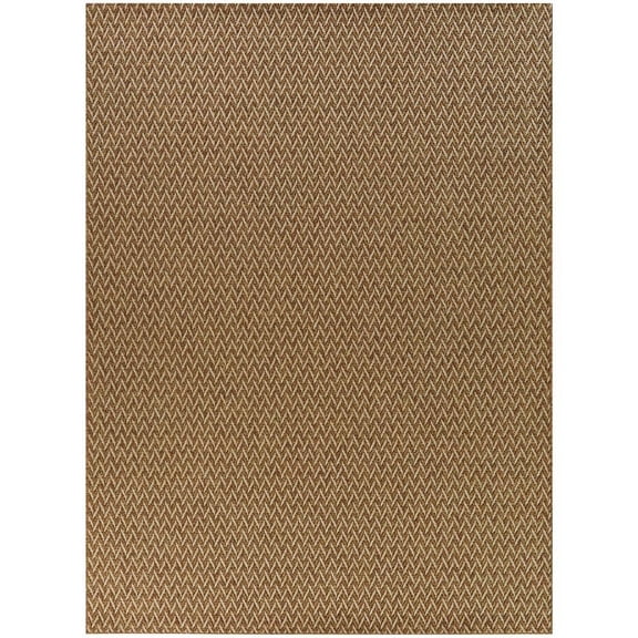 Tan 5 ft. x 7 ft. Natural Weave Indoor/Outdoor Patio Area Rug