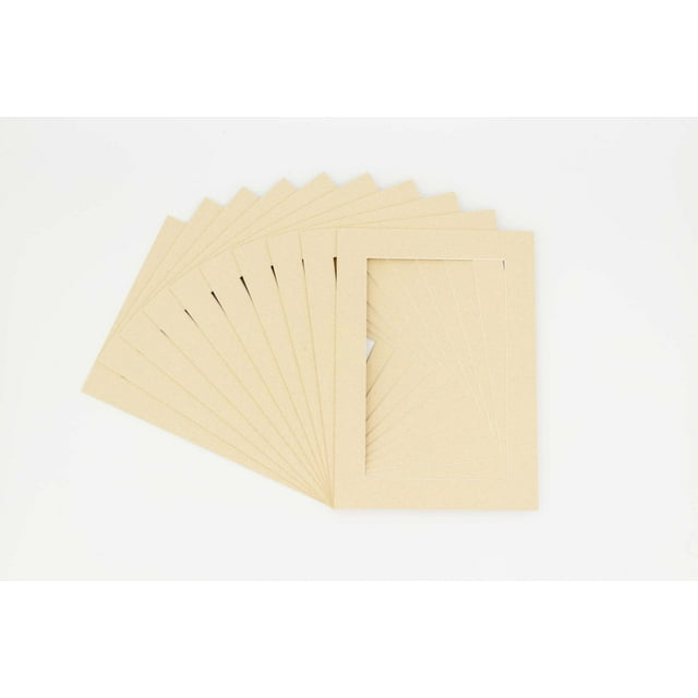 Tan Acid Free 8x10 Picture Frame Mats with White Core Bevel Cut for 6x8 Pictures - Fits 8x10 Frame