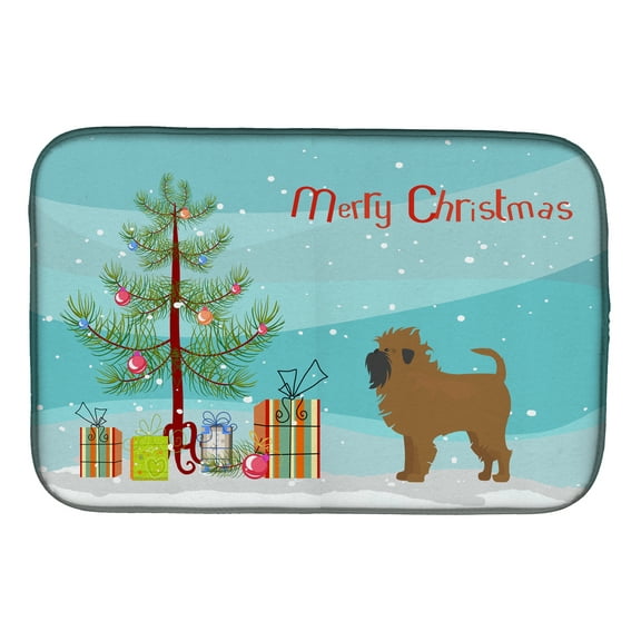 Tan Affenpinscher Christmas Tree Dish Drying Mat