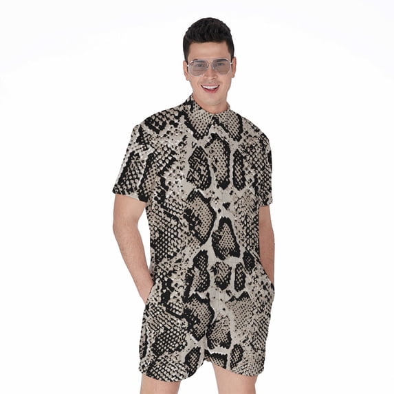 pink python snakeskin short sleeve men's rompers,... Tan And Black Snakeskin Short Sleeve Men'S Rompers, Snakes Python ...