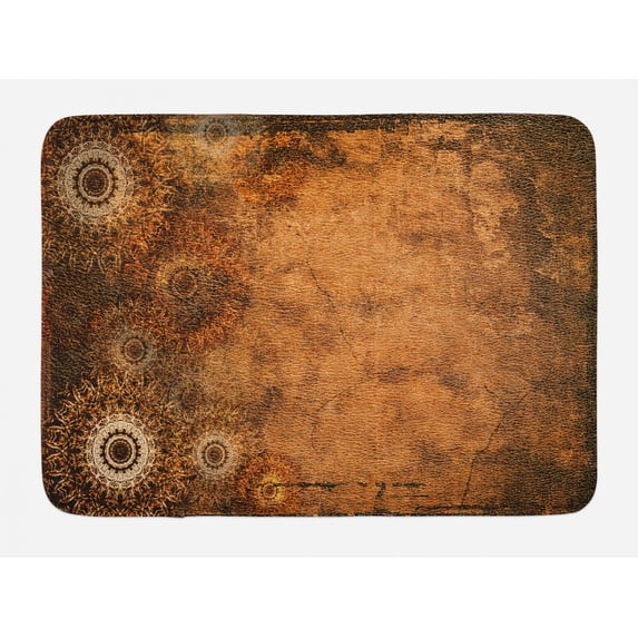 Tan Bath Mat, Aged Old Texture Print Artistic Floral Motifs Vintage Upholstery Concept, Non-Slip Plush Mat Bathroom Kitchen Laundry Room Decor, 29.5 X 17.5 Inches, Brown Pale Brown Tan, Ambesonne