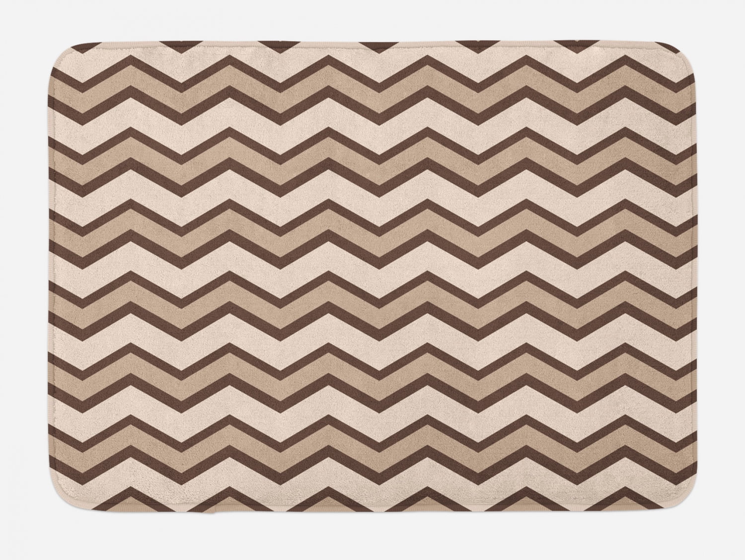 Tan Bath Mat, Classic and Fashionable Chevron Zigzag Pattern Waves ...
