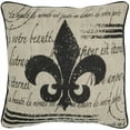 thumbnail image 1 of Tan Black Fleur De Lis Down Filled Throw Pillow, 1 of 3