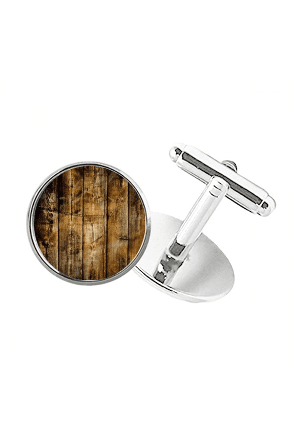 Tan Black Wood Retro Olded Irregular Round Button Cuff Clip Stud Cufflinks