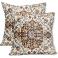 thumbnail image 1 of Tan Blue Brown Ethnic Boho Pillow Covers 20X20 Inch Bohemian Carpet Vintage Pillow Cases Black Grey Terracotta Throw Pillows Set of 2 Home Decor for Room Bedroom Outdoor Porch Patio Cushion, 1 of 6