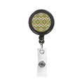 thumbnail image 1 of Tan Blue Symmetrical Square Illustration Retractable Keychain Badge Holder ID Badge, 1 of 3