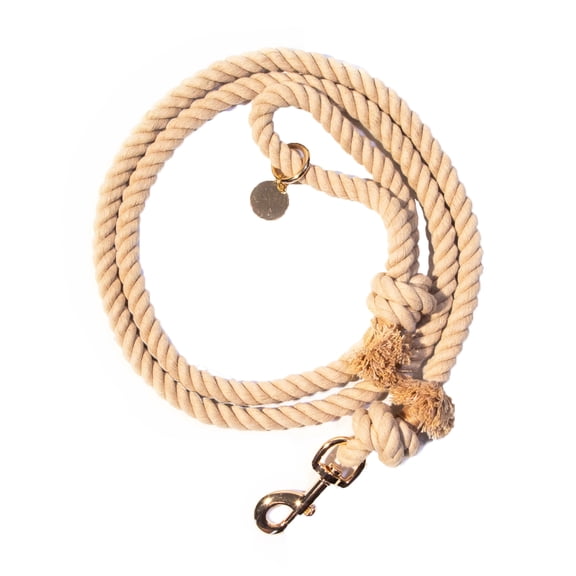Glow Pups 5 Foot Rope Boho Chic Dog Standard Leash, Tan