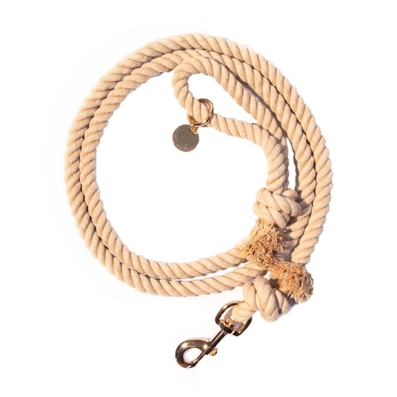 Glow Pups 5 Foot Rope Boho Chic Dog Standard Leash, Tan